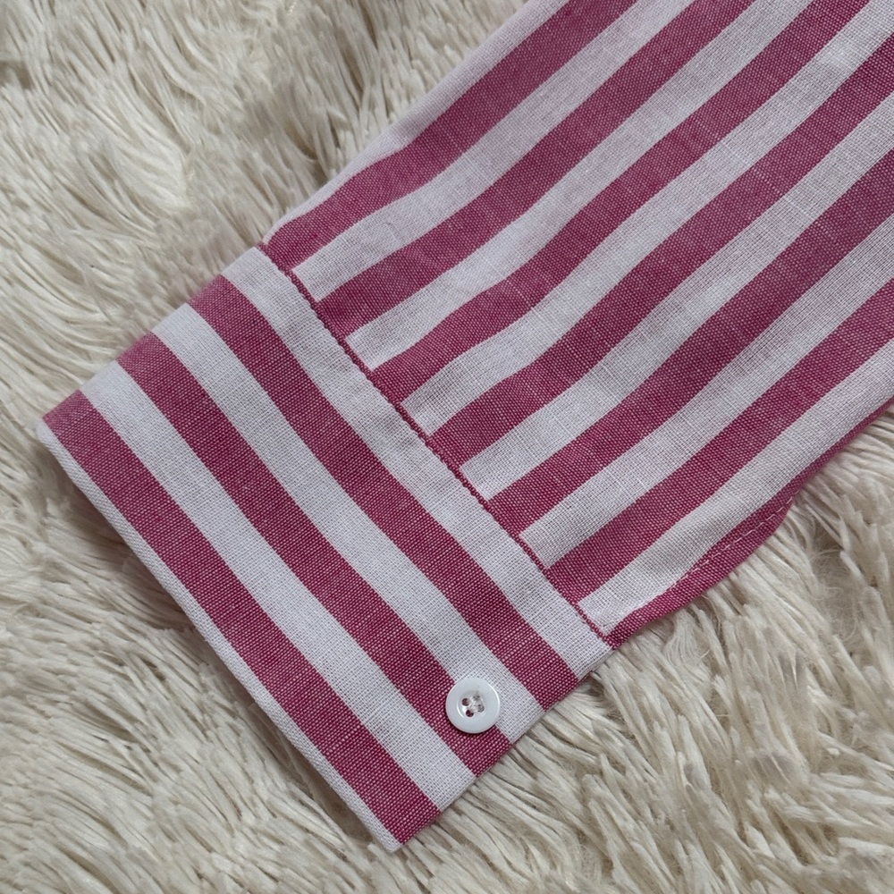 Boutique Striped Button-l Down Shirt 💗 Pink & White - Picture 12 of 16